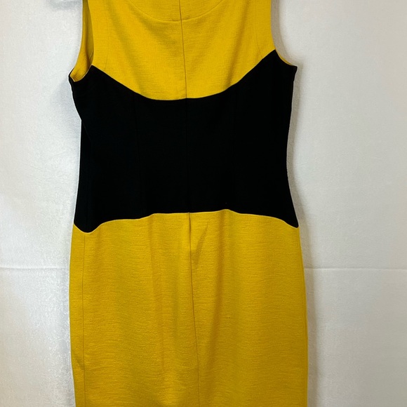 Buchanan Kang Yellow Black Bodycon Sheath Dress Corset Sleeveless Look - Picture 4 of 5